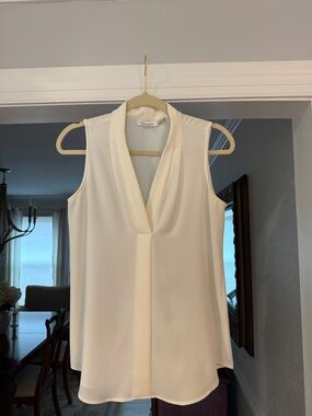 Calvin Klein Ivory Sleeveless V-Neck Blouse